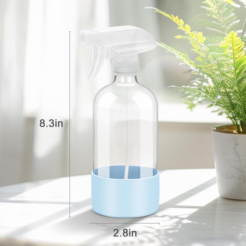 Worldgsb 2 Pack Glass Spray Bottles with Silicone Sleeve, 16 oz Empty Refillable Containers with Adjustable Spray Nozzles, Spray Bottles for Hair, Cleaning Solutions and Plants Blue - Image 4
